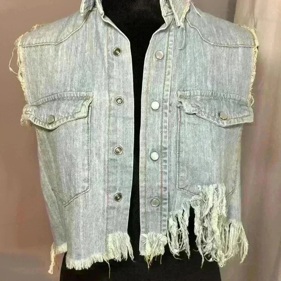 Carmar Distressed Denim Vest - size XS - Picture 3 of 4